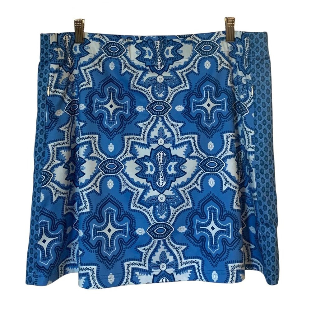 Gretchen Scott Designs Blue & White Geometric Mini Skirt